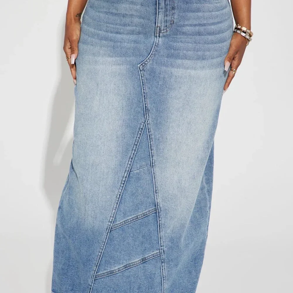 Fashion Nova Blue Maxi Denim Skirt Size XL EUC - Picture 3 of 13